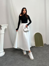 Beli Lastikli Scuba Kumaş Kloş Etek 8936 - Beyaz